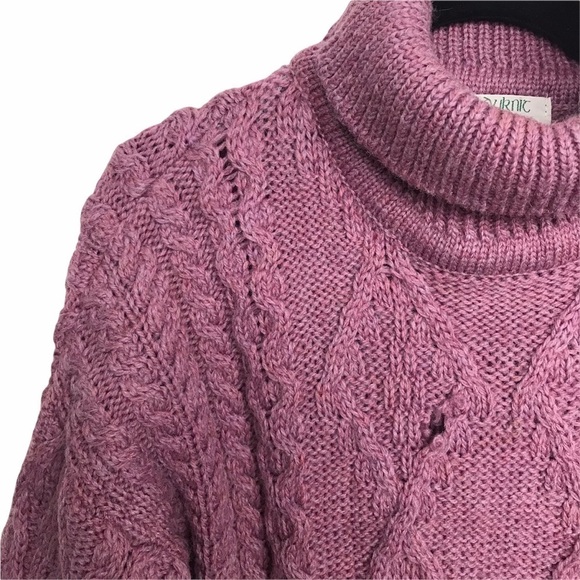 Cladyknit 100% Wool Pink Purple Knit Sweater - Picture 8 of 8